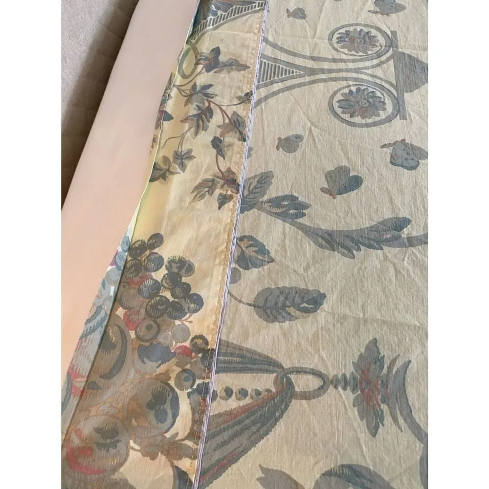 Williamsburg Crown vintage Colonial Flat sheet green blue urns floral ribbons